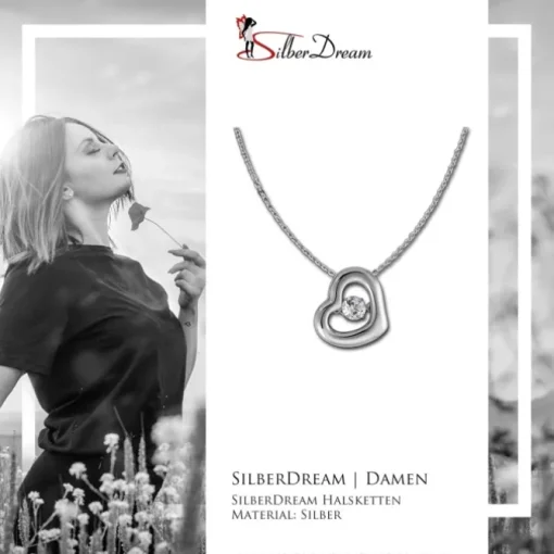 SilberDream Anhänger Herz mit Kette 925er Silber DSK106W