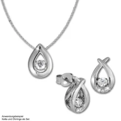 SilberDream Anhänger Tropfen mit Kette Silber DSK101W