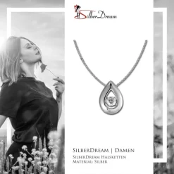 SilberDream Anhänger Tropfen mit Kette Silber DSK101W