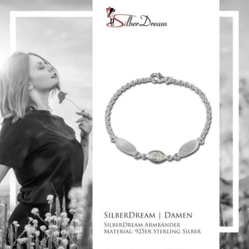 SilberDream Armband Blatt Zirkonia weiß 925er Sterling Silber 19cm SDA418W