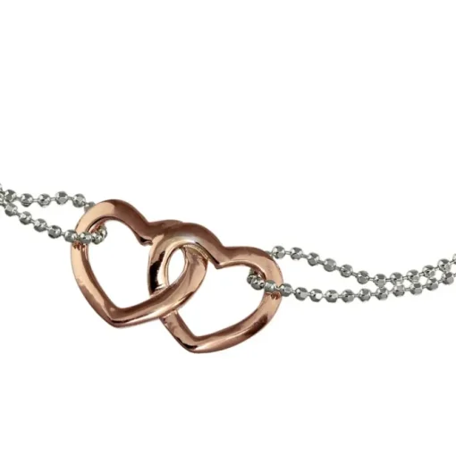 SilberDream Armband Doppelherz Rose vergoldet 925er Silber Damen 18cm SDA2158T