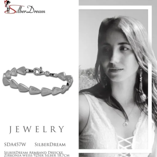 SilberDream Armband Dreicke Zirkonia weiß 925er Silber 18,7cm Damen SDA457W