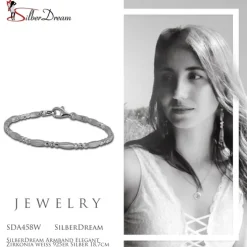 SilberDream Armband Elegant Zirkonia weiß 925er Silber 18,7cm Damen SDA458W
