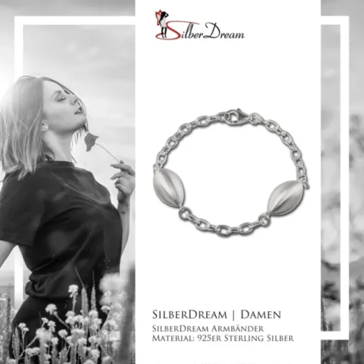 SilberDream Armband Ellipse groß 925 Sterling Silber 19cm Damen SDA421
