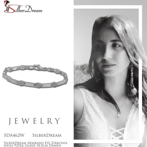 SilberDream Armband Eye Zirkonia weiß 925er Silber 18,5cm Damen SDA462W