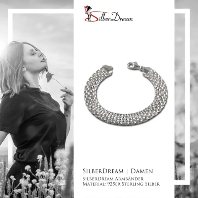 SilberDream Armband Geflecht 925 Sterling Silber Damen 19cm SDA2019J