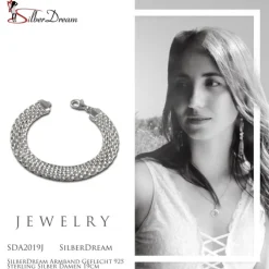 SilberDream Armband Geflecht 925 Sterling Silber Damen 19cm SDA2019J