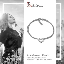 SilberDream Armband Herz Zirkonia weiß 17cm - 19cm 925er Silber Damen SDA2597J