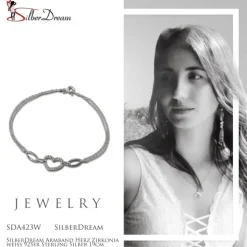 SilberDream Armband Herz Zirkonia weiß 925er Sterling Silber 19cm SDA423W