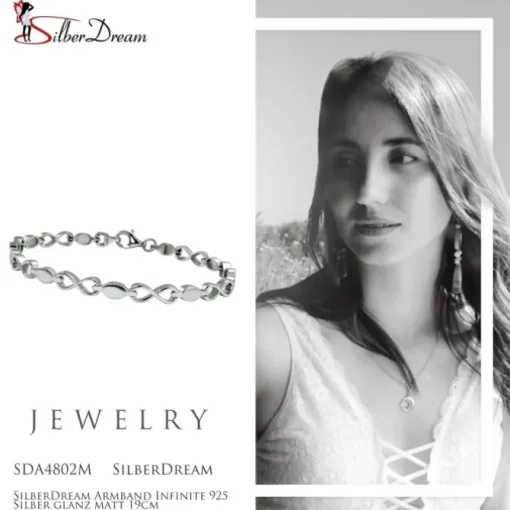 SilberDream Armband Infinite 925 Silber glanz matt 19cm SDA4802M