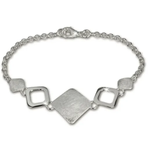 SilberDream Armband Karo matt/glänzend 925 Sterling Silber 18,5cm SDA409