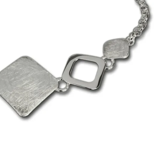 SilberDream Armband Karo matt/glänzend 925 Sterling Silber 18,5cm SDA409