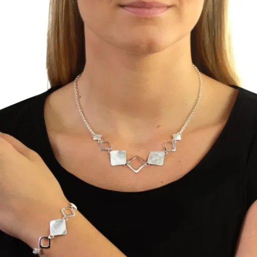 SilberDream Armband Karo matt/glänzend 925 Sterling Silber 18,5cm SDA409