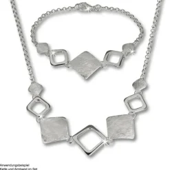 SilberDream Armband Karo matt/glänzend 925 Sterling Silber 18,5cm SDA409