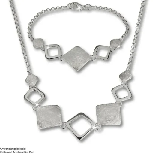 SilberDream Armband Karo matt/glänzend 925 Sterling Silber 18,5cm SDA409