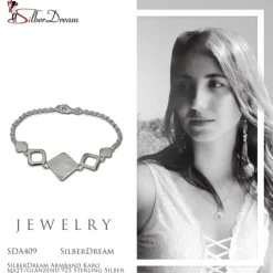 SilberDream Armband Karo matt/glänzend 925 Sterling Silber 18,5cm SDA409