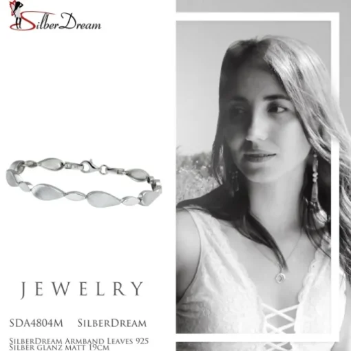 SilberDream Armband Leaves 925 Silber glanz matt 19cm SDA4804M