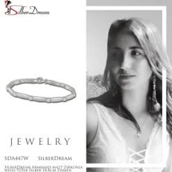 SilberDream Armband matt Zirkonia weiß 925er Silber 18,8cm Damen SDA447W
