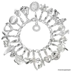 SilberDream Armband mit Plakette 925 Silber Charm Bettelarmband 19cm FC0702