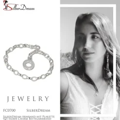 SilberDream Armband mit Plakette 925 Silber Charm Bettelarmband 17cm FC0700