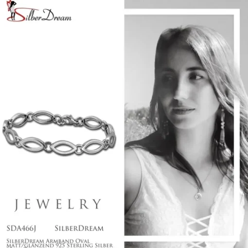 SilberDream Armband Oval matt/glänzend 925 Sterling Silber 19cm Damen SDA466J