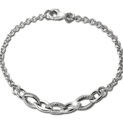 SilberDream Armband Ovale Zirkonia weiß 925er Silber 19cm Damen SDA4811W