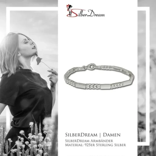 SilberDream Armband Rechteck 925 Silber glanz matt 19cm SDA4795M