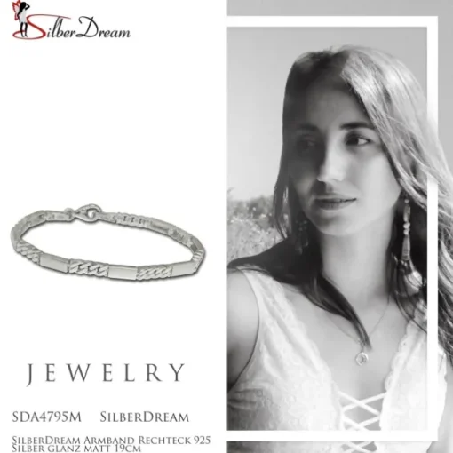 SilberDream Armband Rechteck 925 Silber glanz matt 19cm SDA4795M