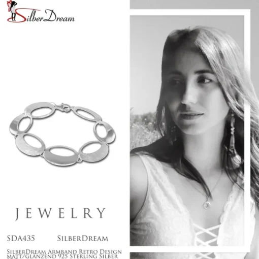 SilberDream Armband Retro Design matt/glänzend 925 Sterling Silber 19,5cm SDA435