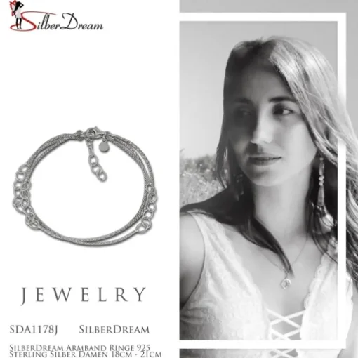 SilberDream Armband Ringe 925 Sterling Silber Damen 18cm - 21cm SDA1178J