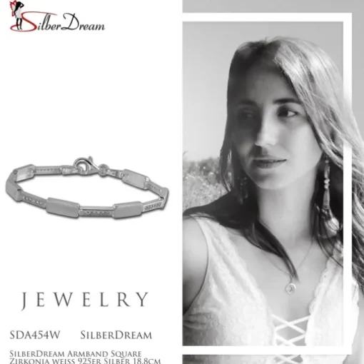 SilberDream Armband Square Zirkonia weiß 925er Silber 18,8cm Damen SDA454W