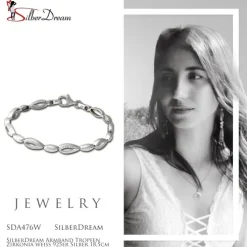 SilberDream Armband Tropfen Zirkonia weiß 925er Silber 18,5cm Damen SDA476W