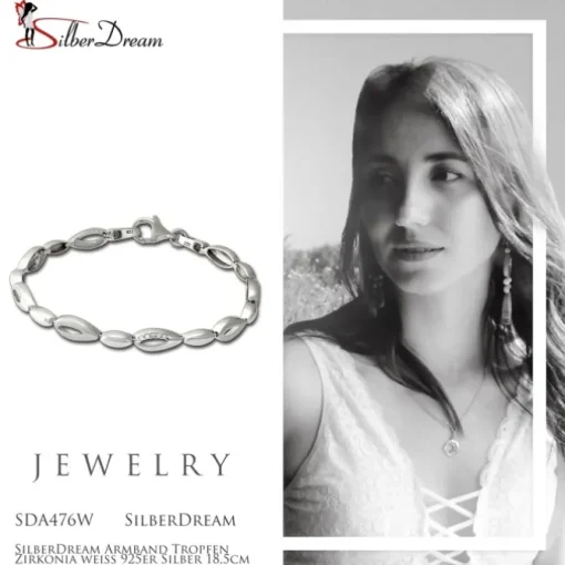 SilberDream Armband Tropfen Zirkonia weiß 925er Silber 18,5cm Damen SDA476W