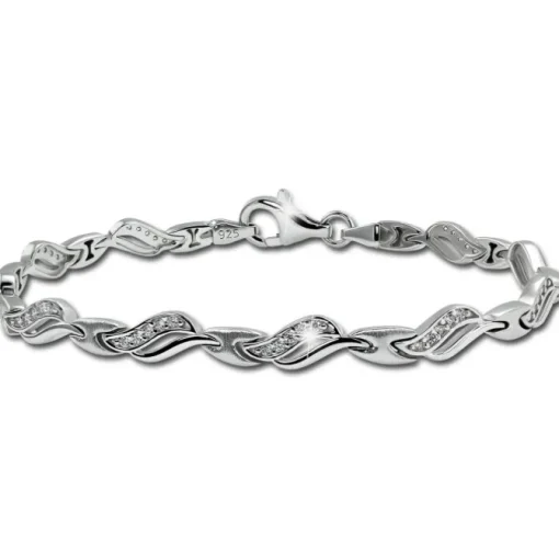 SilberDream Armband Wave Zirkonia weiß 925er Silber 18,5cm Damen SDA4807W