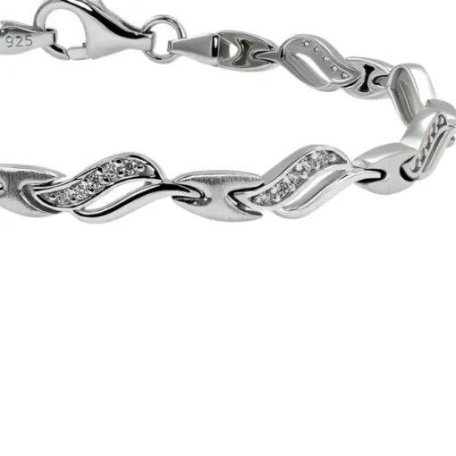 SilberDream Armband Wave Zirkonia weiß 925er Silber 18,5cm Damen SDA4807W
