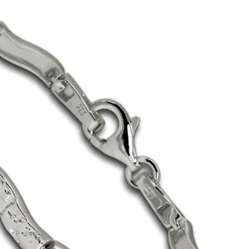 SilberDream Armband Wave 925 Silber gehämmert matt 19cm SDA4792O
