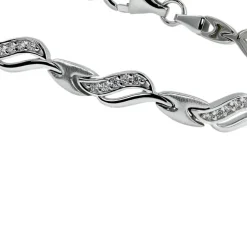 SilberDream Armband Wave Zirkonia weiß 925er Silber 18,5cm Damen SDA4807W