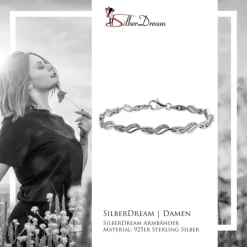SilberDream Armband Wave Zirkonia weiß 925er Silber 18,5cm Damen SDA4807W