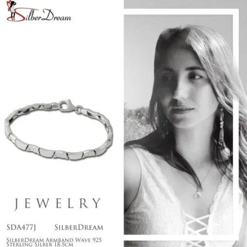 SilberDream Armband Wave 925 Sterling Silber 18,5cm Silberarmband SDA477J