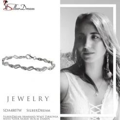 SilberDream Armband Wave Zirkonia weiß 925er Silber 18,5cm Damen SDA4807W