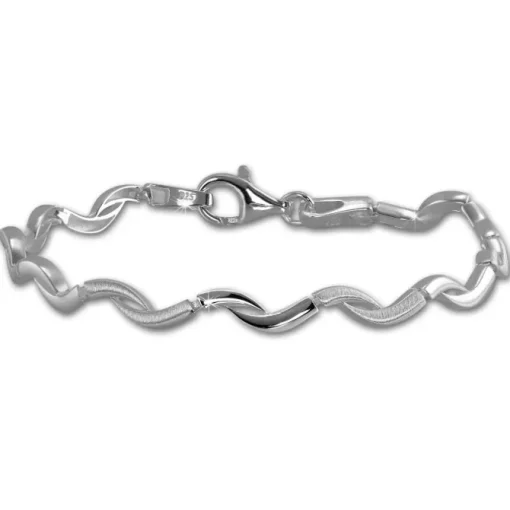 SilberDream Armband Welle matt/glänzend 925 Sterling Silber 18,5cm SDA448J