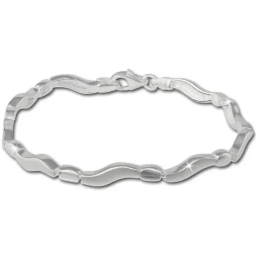 SilberDream Armband Welle matt/glänzend 925 Sterling Silber 19cm SDA432