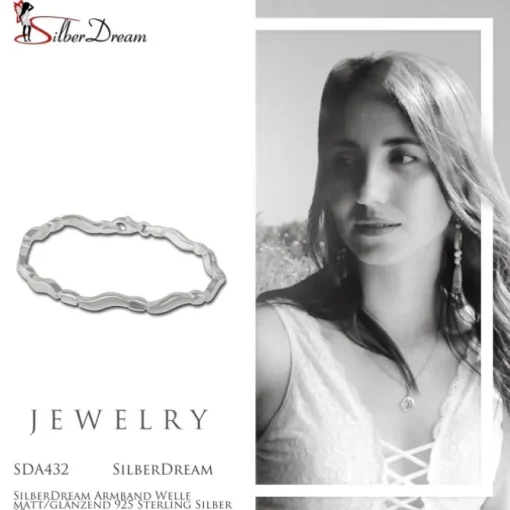 SilberDream Armband Welle matt/glänzend 925 Sterling Silber 19cm SDA432