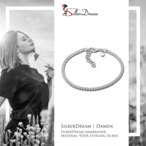 SilberDream Armband Zirkonia weiß 925 Sterling Silber Damen 18cm - 21cm SDA1028W