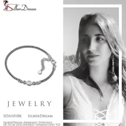 SilberDream Armband Zirkonia 18-21cm geschwärzt diamantiert 925 Silber SDA1018K