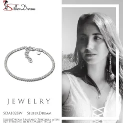 SilberDream Armband Zirkonia weiß 925 Sterling Silber Damen 18cm - 21cm SDA1028W