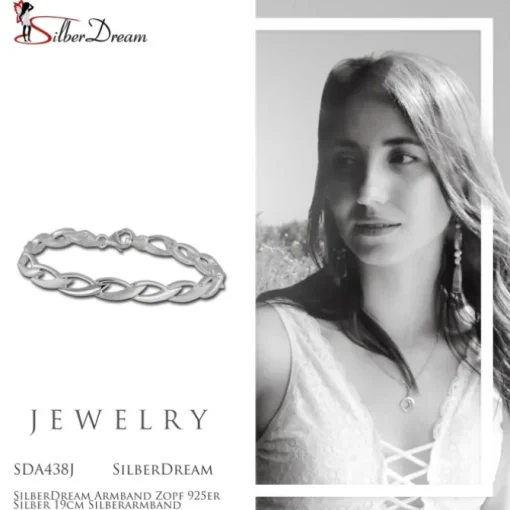 SilberDream Armband Zopf 925er Silber 19cm Silberarmband SDA438J