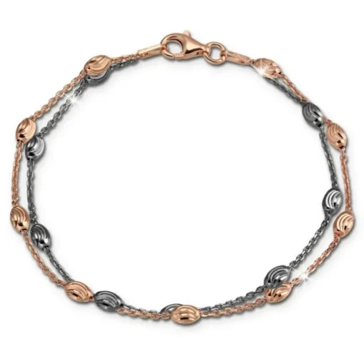 SilberDream Bicolor Armband Rose und Schwarz 19-21cm 925 Silber Damen SDA2459F