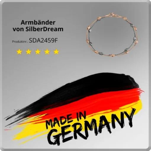 SilberDream Bicolor Armband Rose und Schwarz 19-21cm 925 Silber Damen SDA2459F