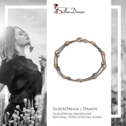 SilberDream Bicolor Armband Rose und Schwarz 19-21cm 925 Silber Damen SDA2459F